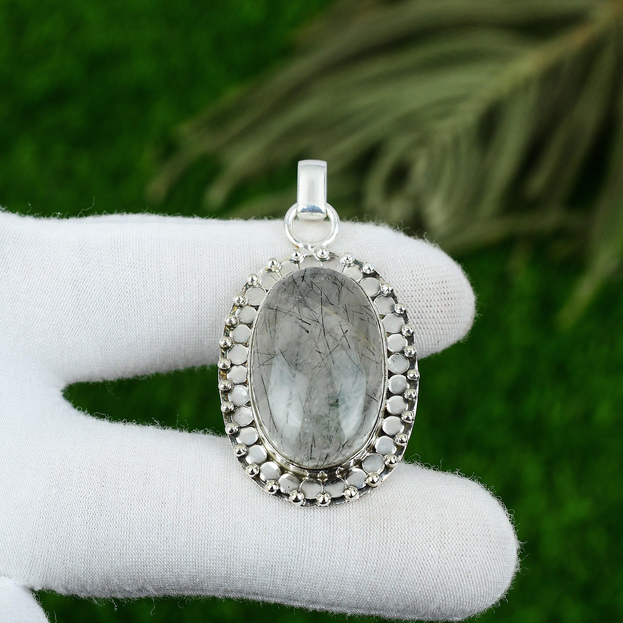 

Украшения из натурального черного рутилового драгоценного камня, серебряный кулон 925 пробы для девочек