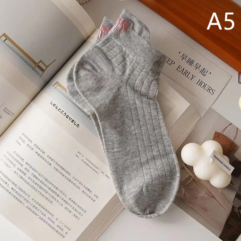 Design Heel Bow Women Short Socks Lolita Kawaii Summer Thin Breathable Hollow Out Low Tube Sock Ins Trend White Cotton Socks
