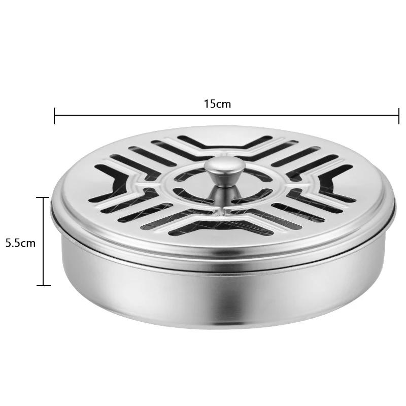 Stainless Steel Mosquito Incense Box with Lid Hollow Design Mosquito Coil Holder Indoor Outdoor Fireproof Mosquito Incense Tray