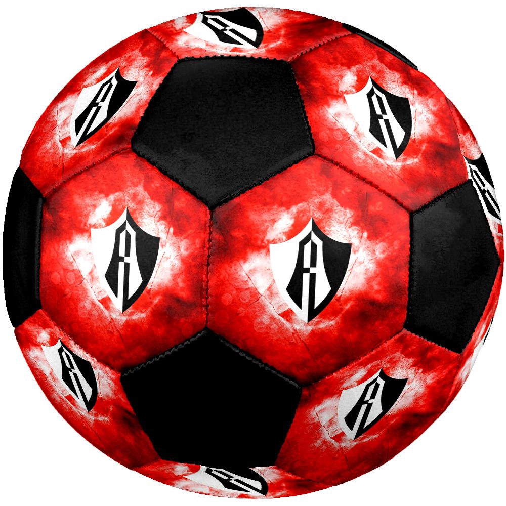 SIZE 5 Atlas Football Club (Black & Red Background) Soccer Ball Colorful All Ages Machine Stitched PVC Competition Ready Durable High-Bounce