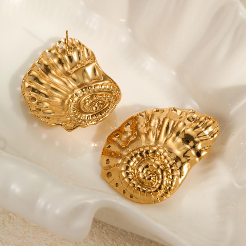 Women's Gold Plated Conch Shell Earrings Non Fade Bohemian Beach Jewelry for Outdoor Gathering Daily Casual Wear