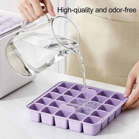 Large Capacity Ice Cube Maker with Storage Bin Shovel 50 Cube Ice Container BPA-Free Easy-Press Ice Cube Tray for Home Camping Party