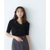 Natural Beauty Basic Cross Ribbon Rib Knit Black Women's Sweater,