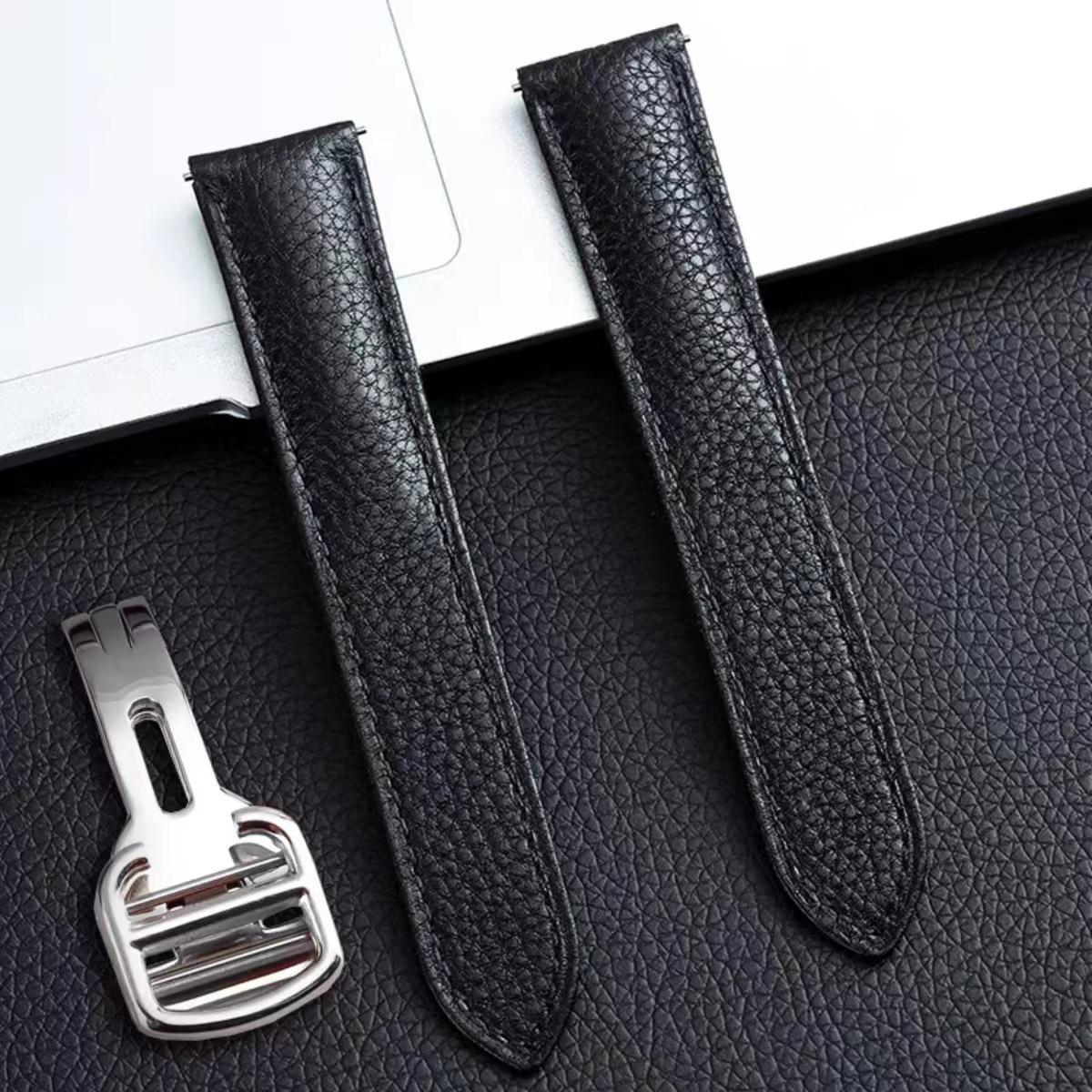 Substitute Leather Strap OriginalTKDouble Tail Watch Accessories SoftSOLOSeries Litchi Pattern Cowhide Watch Strap 25-18mm