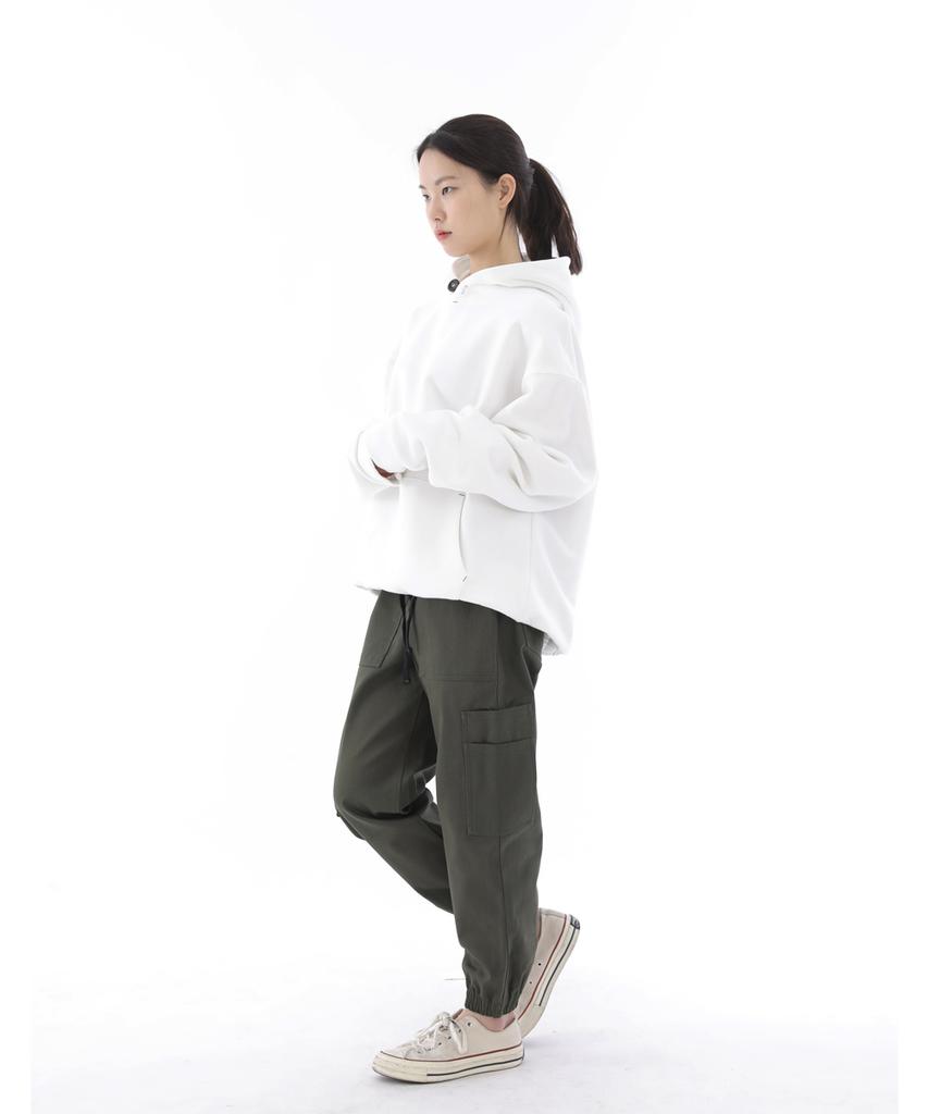 Seinteukeulu Two-Layer Wide Cargo Jogger Pants W2-308J Khaki