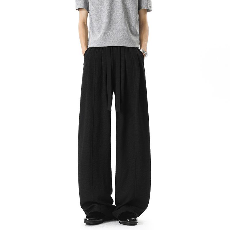 Summer Imitation Linen Pants Old Money Style Retro Breathable Light Drape Long Pants Lazy Loose Wide Leg Pants New
