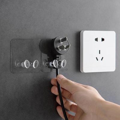 10Pcs Wall Mounted Storage Hooks Cord Holder Transparent Easy To Install Adhesive Cable Management Hanger Hooks