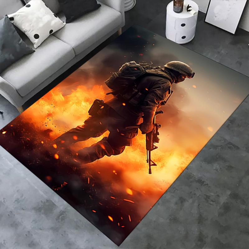 1pc Soldier,Battlefield,Firefight Office Carpet Soft Polyester Non Slip Machine Washable Indoor Carp