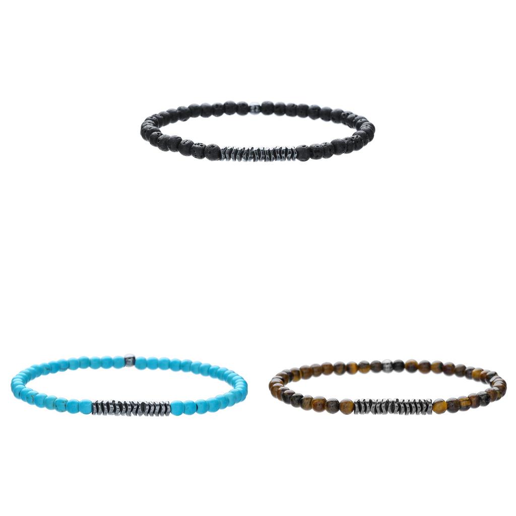 Natural Stone Geometric Beaded Bracelet For Men And Women With Elastic Cord For Travel Gifts