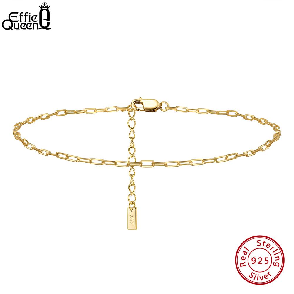Effie Queen Simple Paperclip Chain Anklets For Women Adjustable Ankle Bracelet Fashion Foot Chain Summer Beach Jewelry Gift SA22