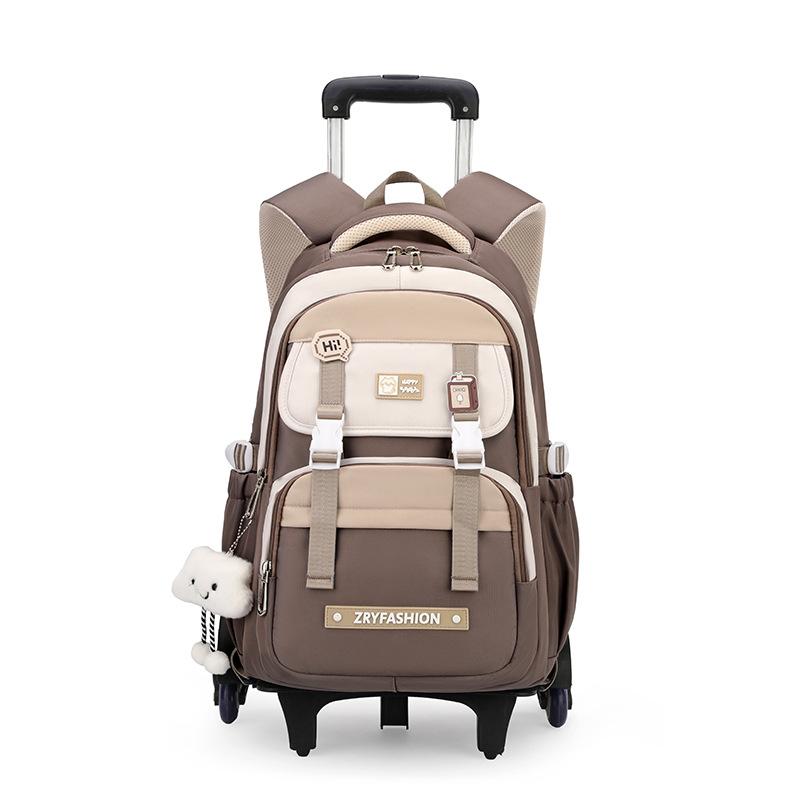 

Школьный рюкзак на колесиках большой вместимости, рюкзак-тележка, студенческая сумка-тележка ZRY5204 коричневый