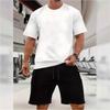 Mens Breathable Solid Color Short Sleeve T-Shirt Casual Sport Shorts Set Workout Outfit