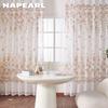 1PC NAPEARL Orange Flower Printed White Tulle Curtains for Bedroom Window Screen Panels Sheer Living Room Kitchen Home Decor