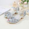 Girls' Sandals New Fashion Big Kids Princess Shoes Summer Children's Versatile High Heels Little Girls Crystal Sandals