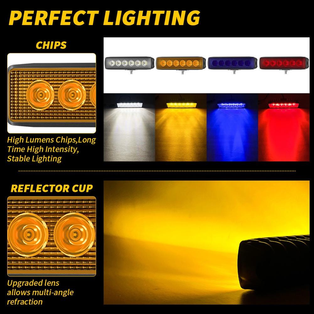 6Inch Car Light IP65 Waterproof LED Work Light Bar 12V Fog Headlight Driving Lamp For Car Motorcycle 3030 LED Chips White Yellow