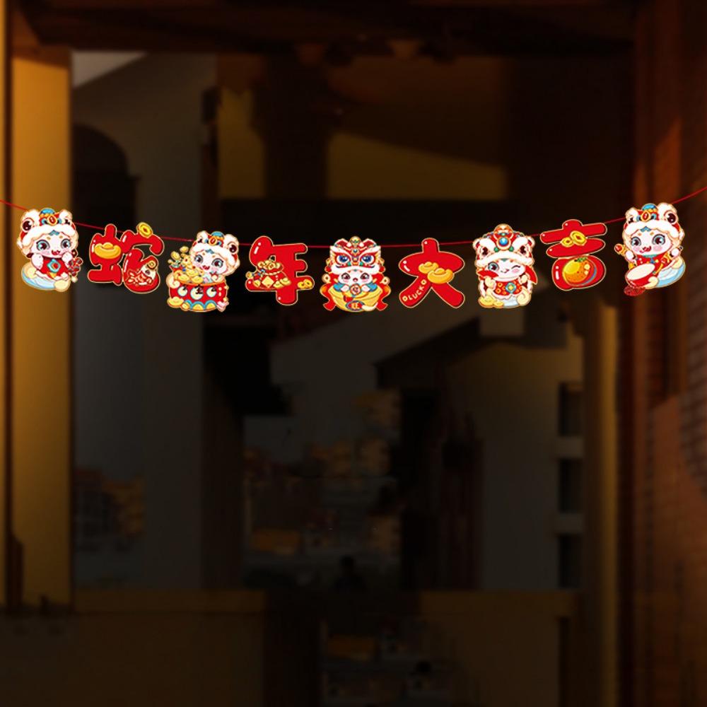 Paper Pull Flag Ornament Cartoon Snake Year Banner Hanging Snake Pendant  Spring Festival