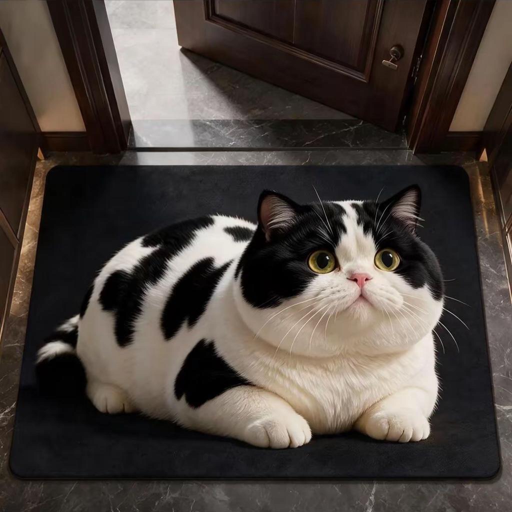 3D Cat Print Diatomite Floor Mat, Anti-slip and Water-absorbing Floor Mat, Diatomite Bath Mat