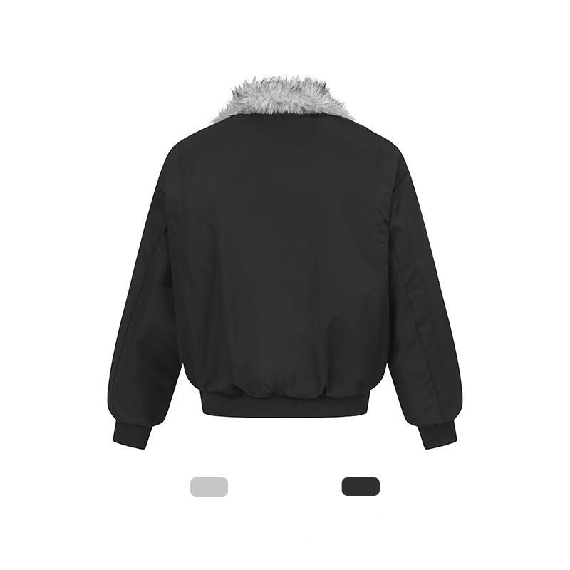 Factory American Deconstruction Wolf King Fur Collar Cotton Clothes Winter High Sense Short Wide Quilting Cotton Jacket Cotton Clothes