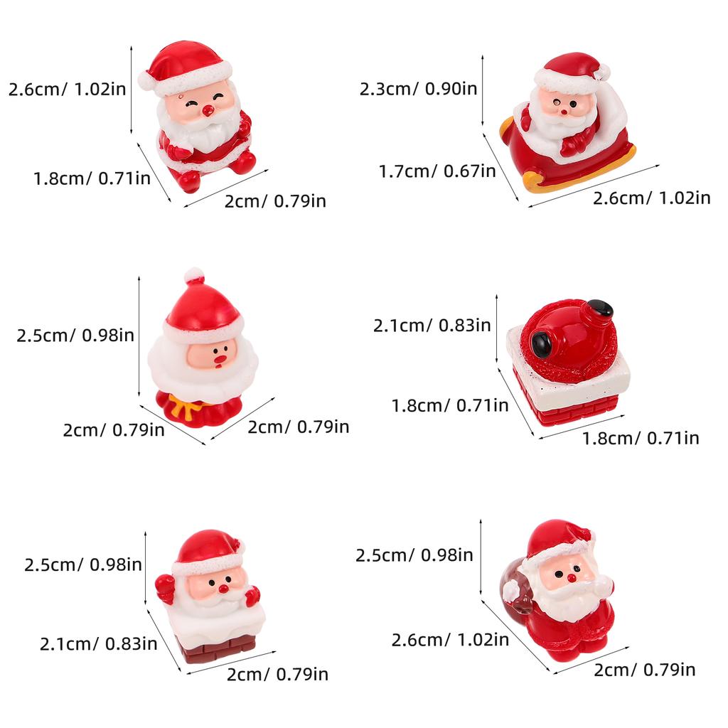 12pcs Mini Resin Santa Claus Ornaments Christmas Holiday Figurines For Tabletop Home Office Party Decor Miniature Christmas