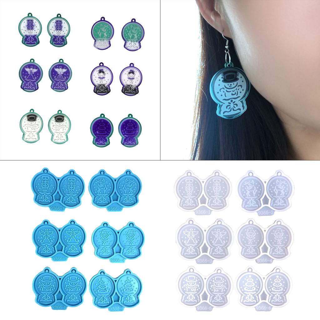 6 Stück Glänzende Silikonharzformen Kristallkugel Schlüsselanhängerform DIY Anhänger Ornamente Ohrringe Epoxidharz Bastelform