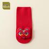 Red Combed Cotton Baby Socks: Anti-slip, for Newborn, Full Moon, 100 Days, and First Birthday (0-1 Year)