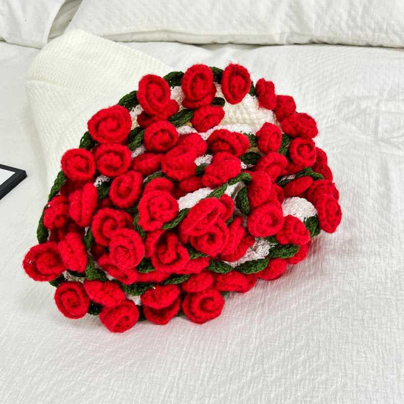 Handmade Wool Blanket with Rose Bouquet Design - Perfect Valentine's Day or Office Gift