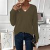Women's Fashion Long Sleeve Ribbed Elegant Commuting And Casual Top