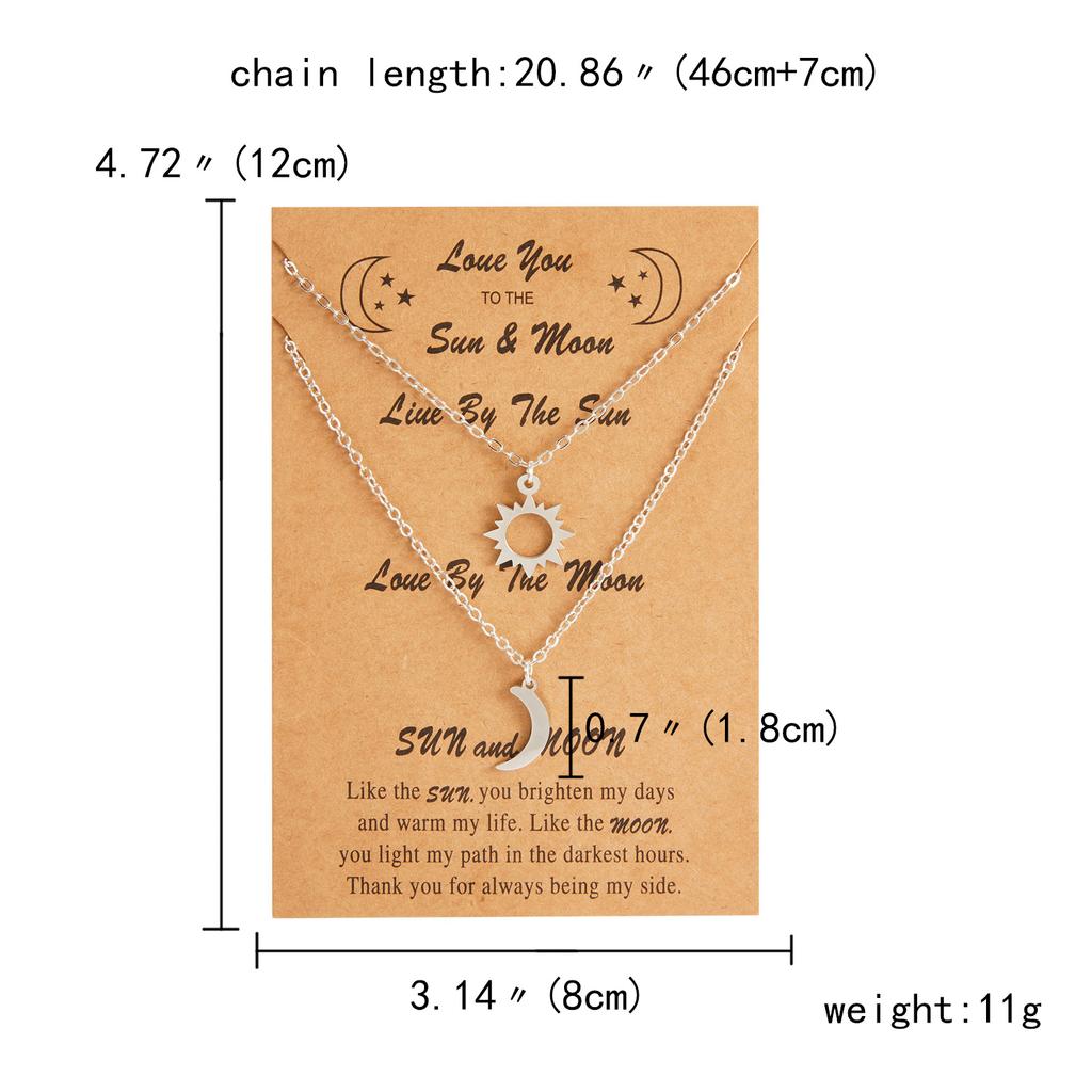 Romantische Maan Zon Koppel Ketting voor Vrouwen Mannen Roestvrij Staal Creatieve Holle Hanger Schakelketting Ketting Set Sieraden Cadeau