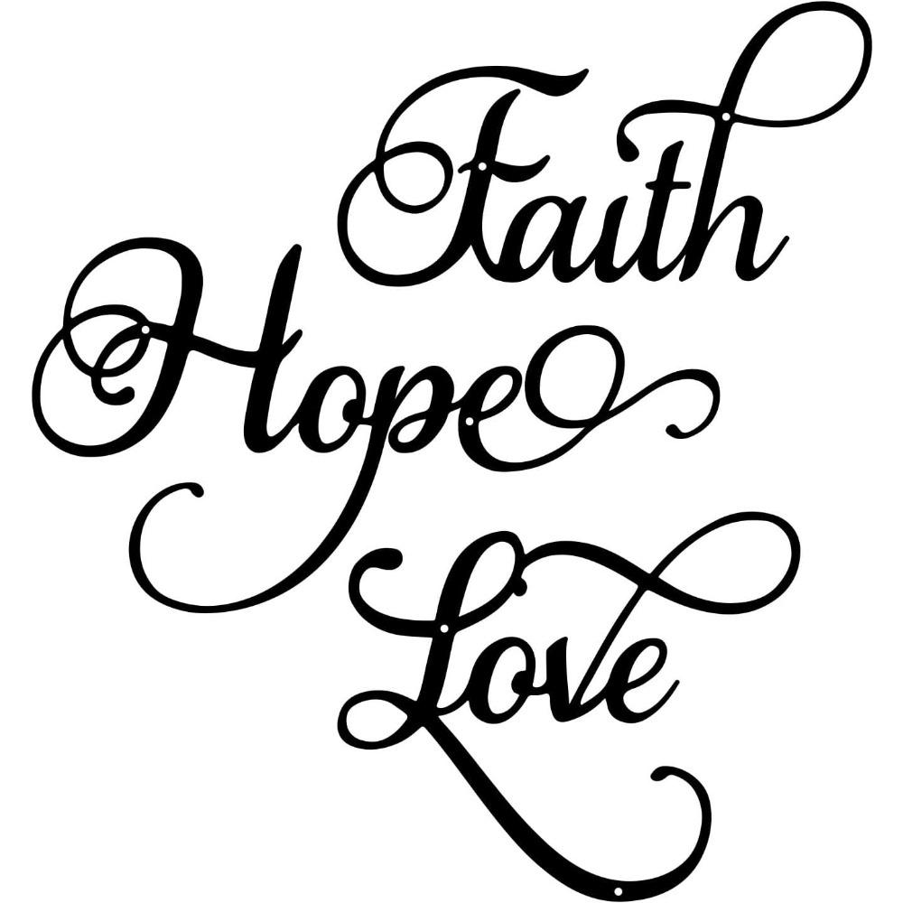 

3 Pieces Black Metal Wall Decor Inspirational Faith Hope Love Sign Rustic Vintage Word Art Home Bedroom Living Room Farmhouse Letter чёрный