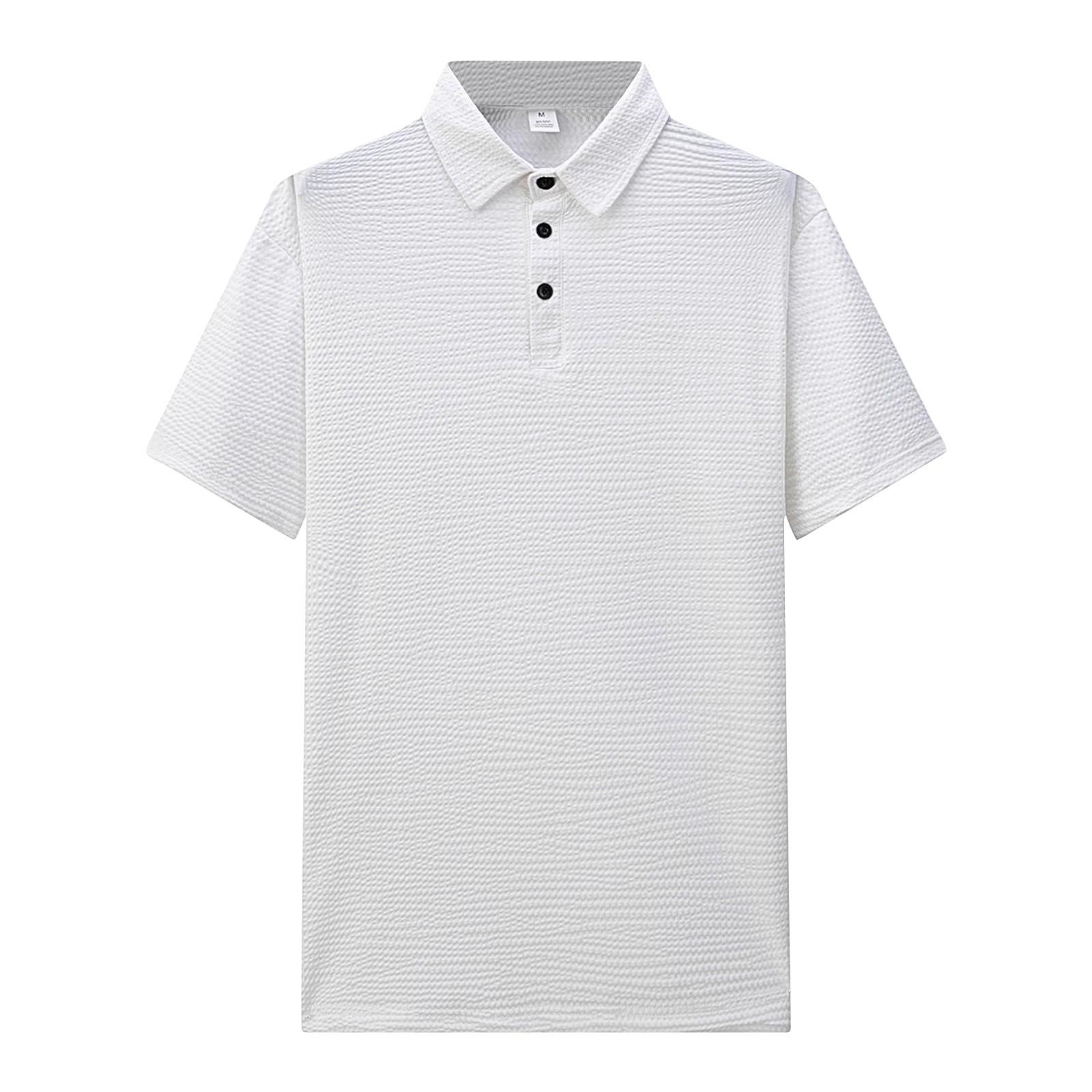 

Мужская летняя однотонная текстурированная рубашка с пуговицами на воротнике, свободного кроя, с коротким рукавом XL белый