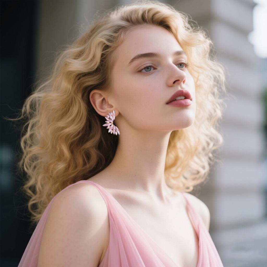 Wing Shape Water Diamond Earrings In Alloy With Electroplated Finish For Trendy Women