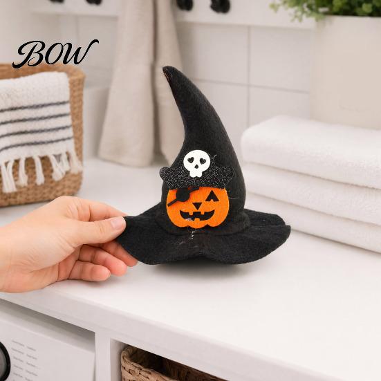 Cat Halloween Costume Accessory Witch Hat, Fun Pet Hat with Adjustable Elastic Strap, Cartoon Bat Themed Ghost Pumpkin Skull for Cats