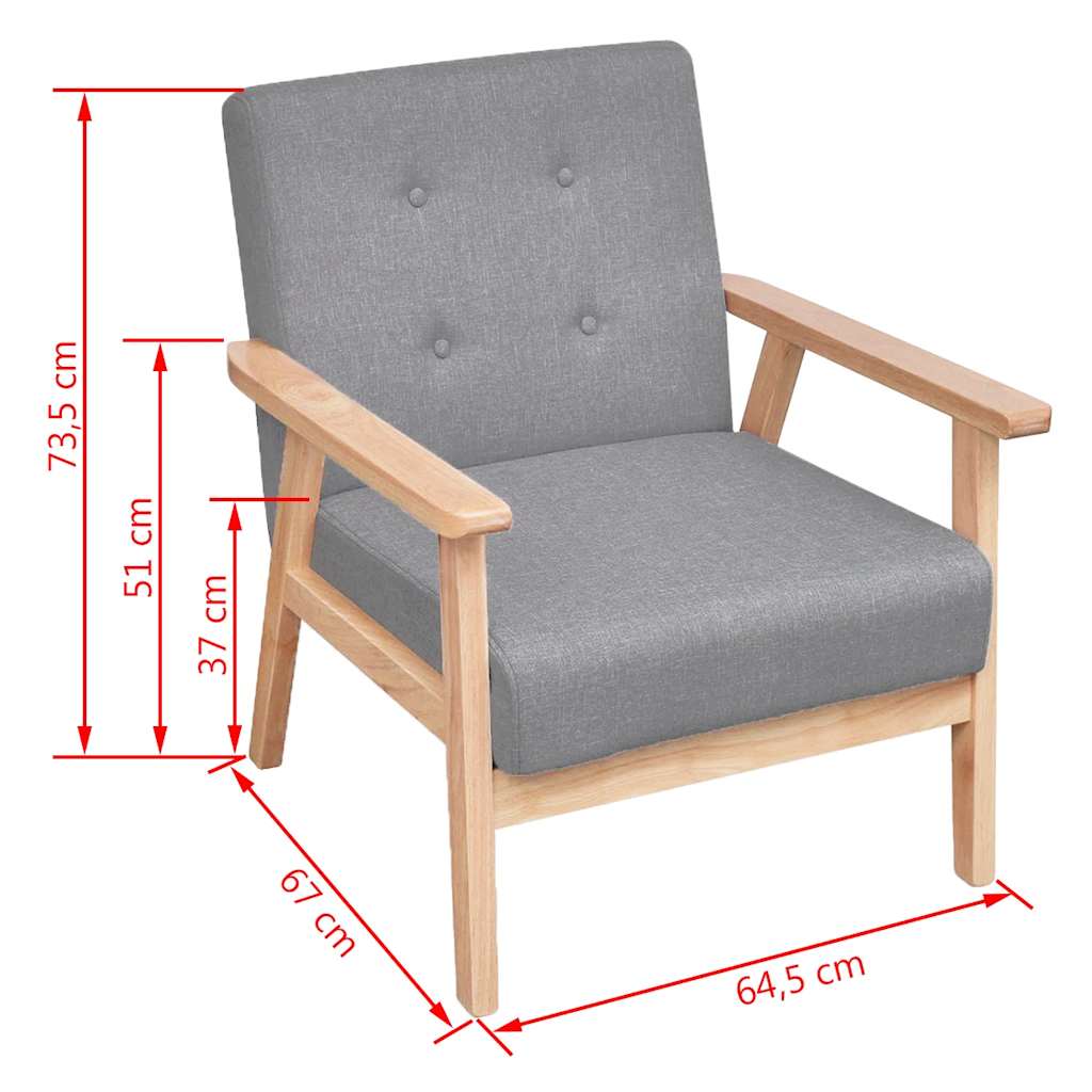 Armchair Light Grey Fabric