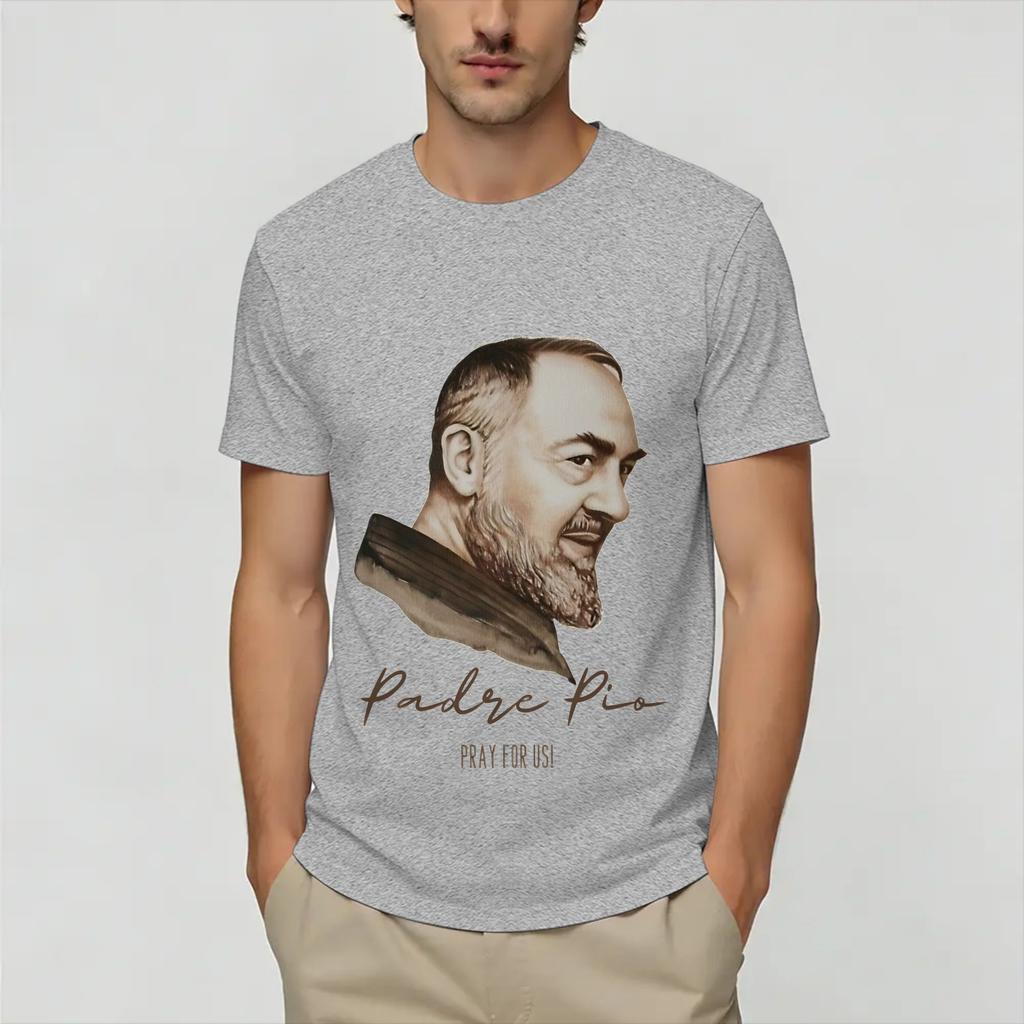 T-shirt Unisex Padre Pio Magliette Divertenti Manica Corta Girocollo Magliette in Cotone Stampe