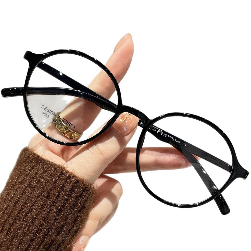 Ultra Light 6G Mustard Tea Glasses Women'S Retro Round Frame Myopia Can Be Matched With Degree Plain Face Small Frame Women'S Eye Frame