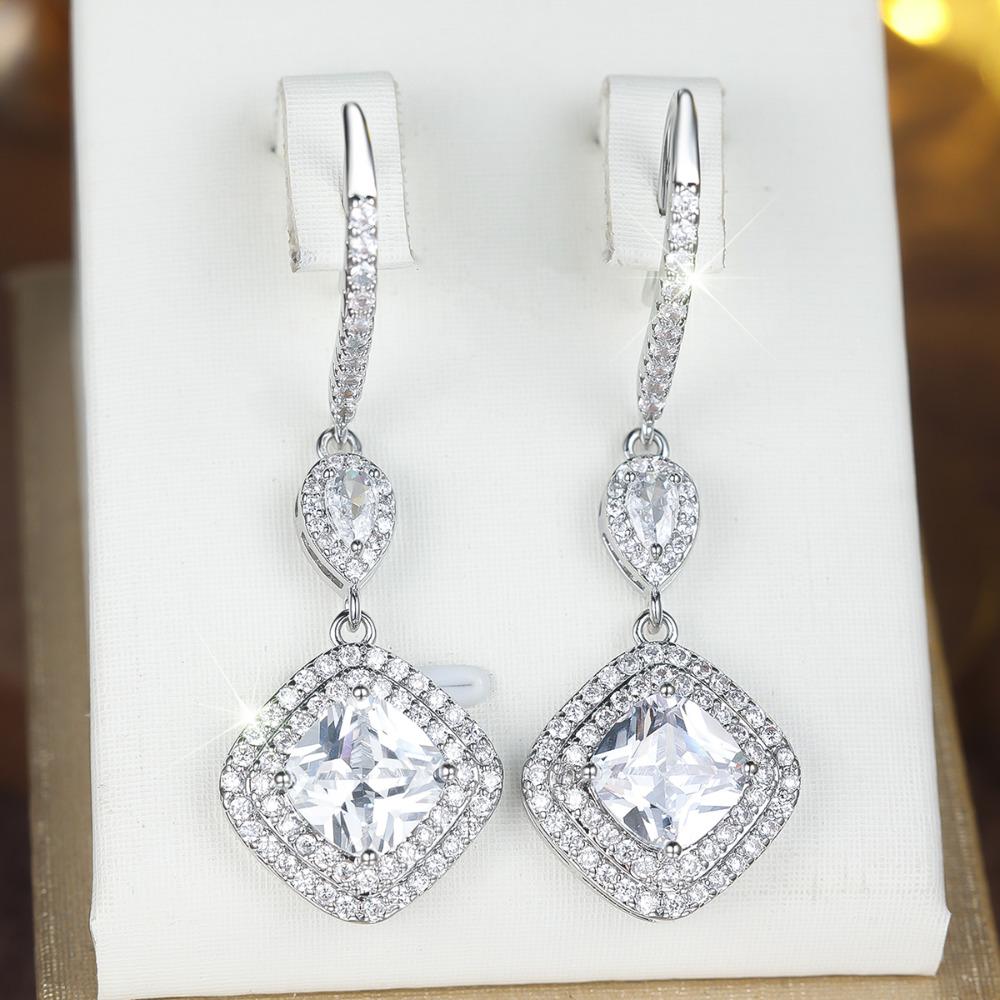 

Ослепительные длинные серьги-подвески «Принцесса» с белым цирконом для женщин, серебристого цвета, свадебные серьги для невест, ювелирные изделия в подарок белый/серебряный