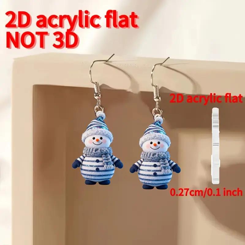 Cross-border Cartoon Snowman Earrings - Cute, Striped Scarf, Flat Acrylic Christmas Decor