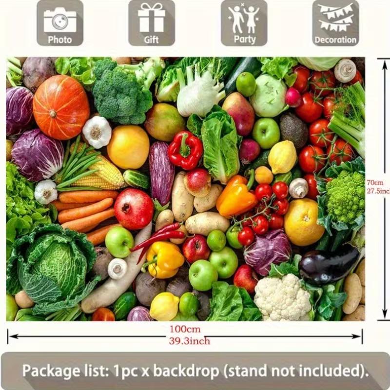 2D Healthy Food Tapestry, Assorted Fresh Produce Background Cloth