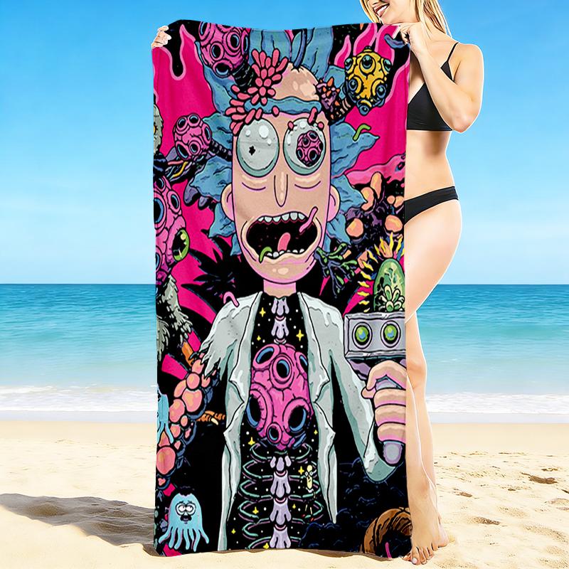 1Pc Alien Rick Morty Adventure Beach Towel Quick Dry Multiuse For Beach Pool Gym Yoga Home Travel Christmas Halloween Xmas Gift L1417