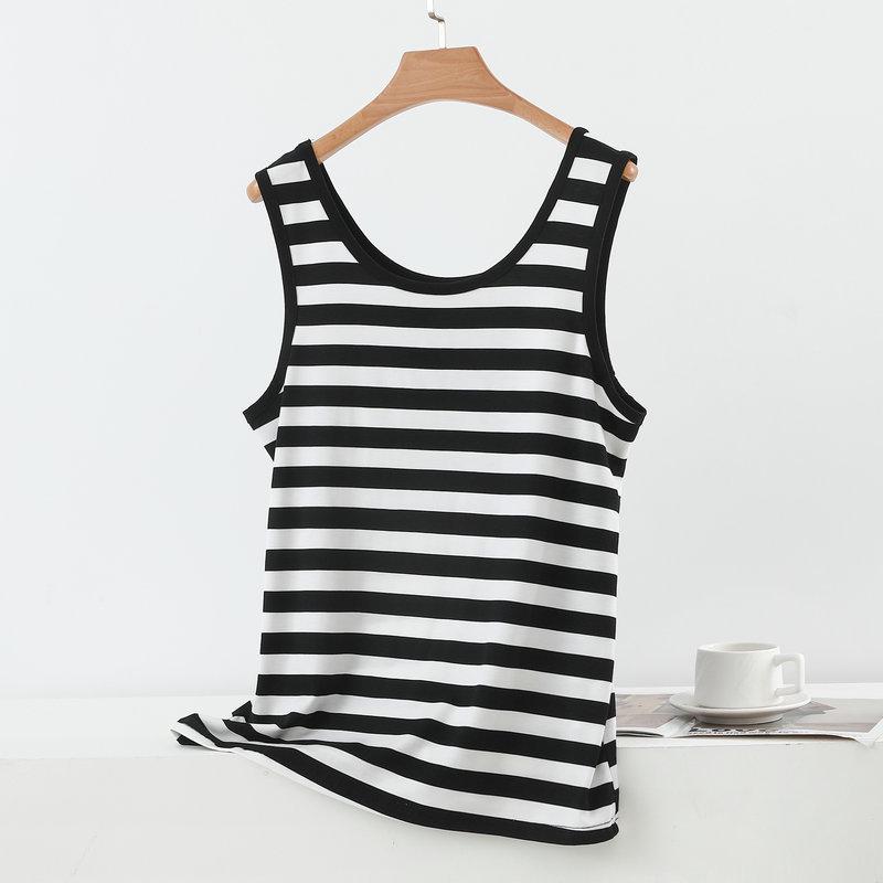 2026 Summer Modal Striped Plus Size Elastic Spaghetti Strap Vest