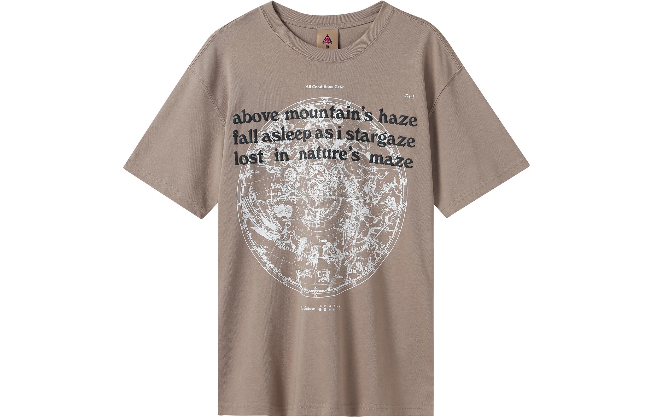 Nike ACG T Shirts Men s Khaki Crew Neck Moderate Straight Fit DC4087-247 L