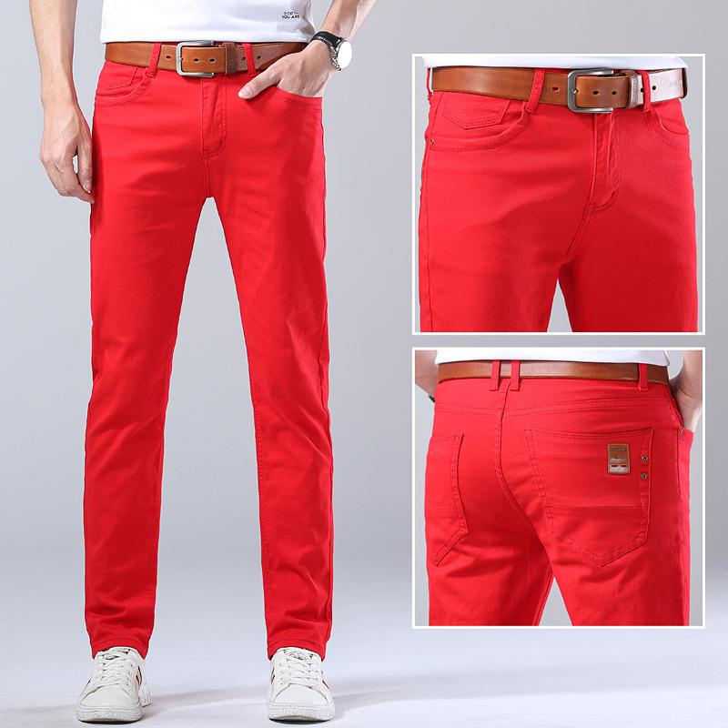 

Men S Casual Pants Slim Fit Straight Cut Stretchy Colorful New Spring And Autumn Style Long Pants 40
