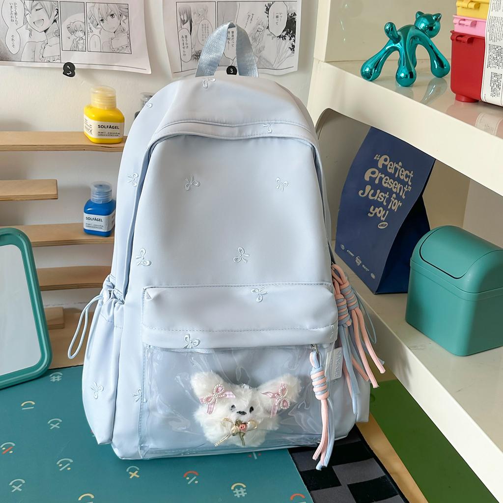 Schoolbag Solid Color ins Student School Bag Large Capacity Transparent Pain Bag Korean Second Dimensional Pain Bag Transparent Pain Bag