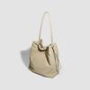 Solid color nylon canvas bucket bag women's slack shoulder bag commuting large bag large capacity lazy wind tote bag