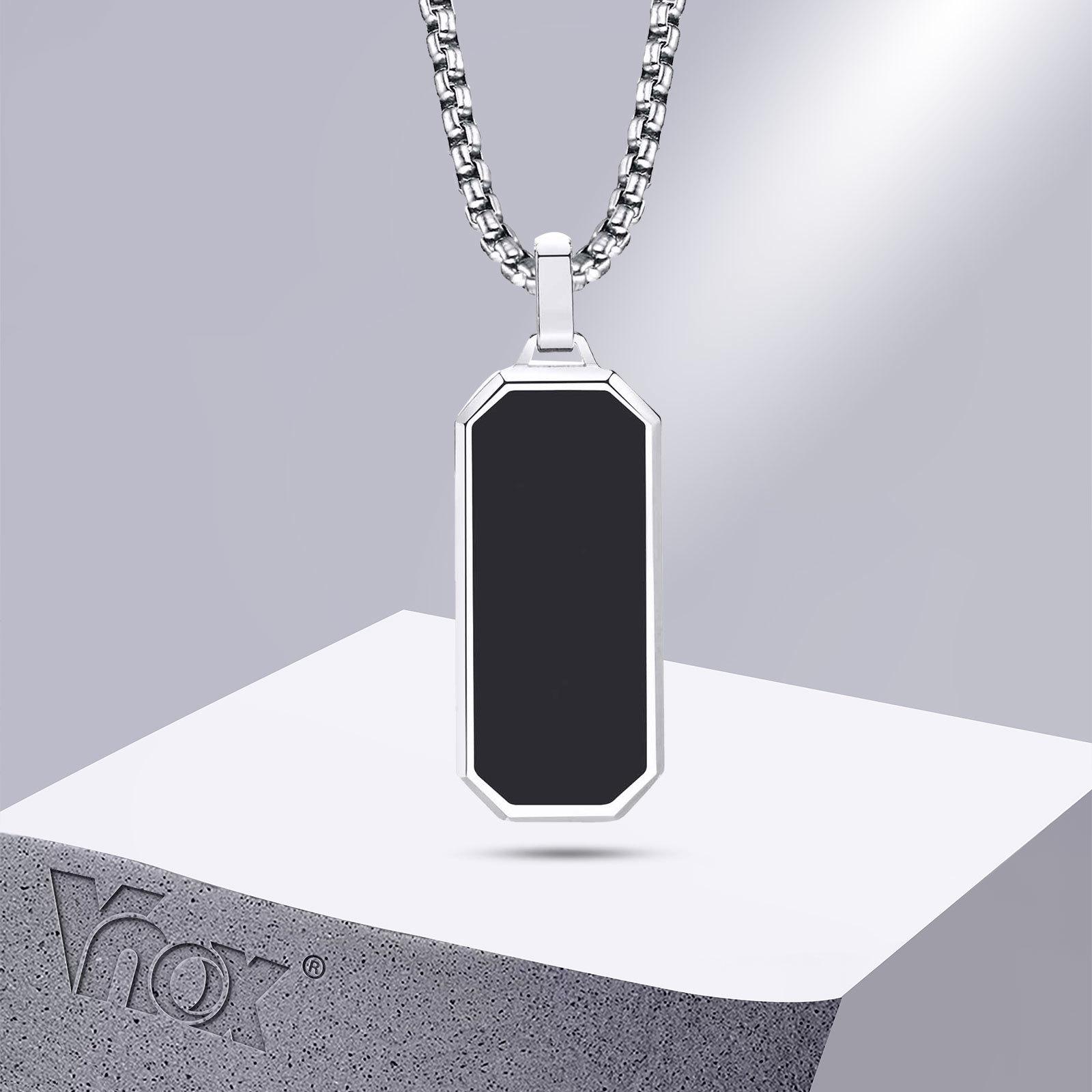 

1pc men s fashionable geometric necklace, black square rectangular pendant necklace black