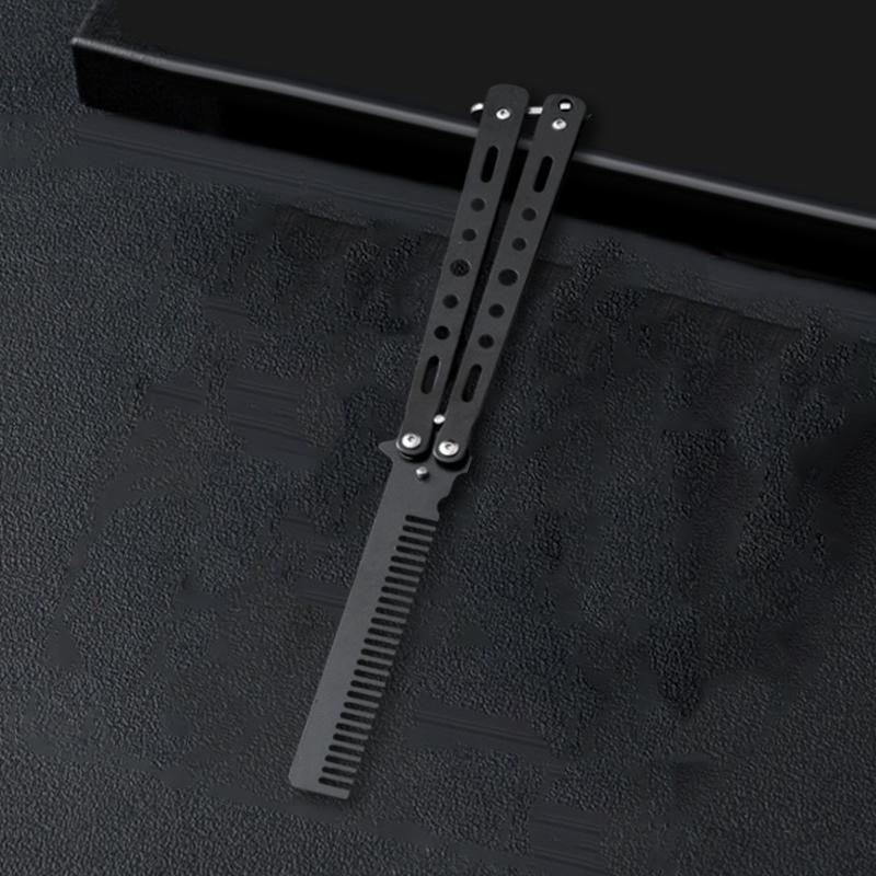Foldable Practice Training Butterfly Comb Stainless Steel Beard Moustache Brushe Salon Hairdressing Styling Tool