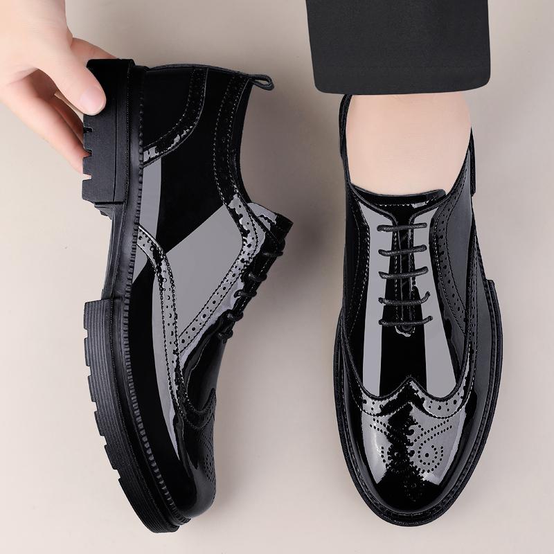 High Quality New Block Carved Leather Shoes Men's Lace Up Comfortable Leather Shoes Classic Thick Soled Men's Gentlemen's Shoes
