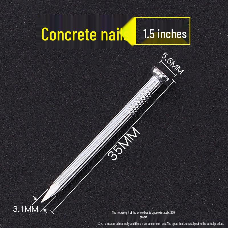 Concrete and Woodworking Nails: Round Steel and Iron Nails for Walls and Picture Frames.