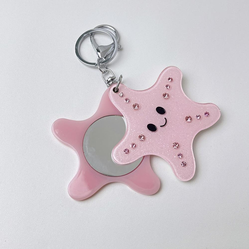 Keyring Mirror Pendant Starfish Animals Bag Pendant Fashion Acrylic Keychain  Gift