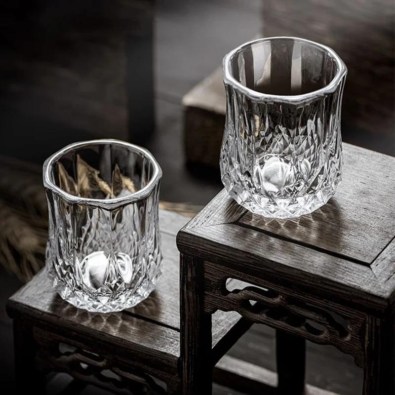 6pcs Creative Whisky Glasses Thick Crystal Wine Brandy Cup Transparent Scotch Drinking Glasses for Bar Accessories Mini Mug